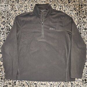 Eddie Bauer Quarter Zip Fleece Gray Mens L Gorpcore Minimalist Outdoorsy Cozy